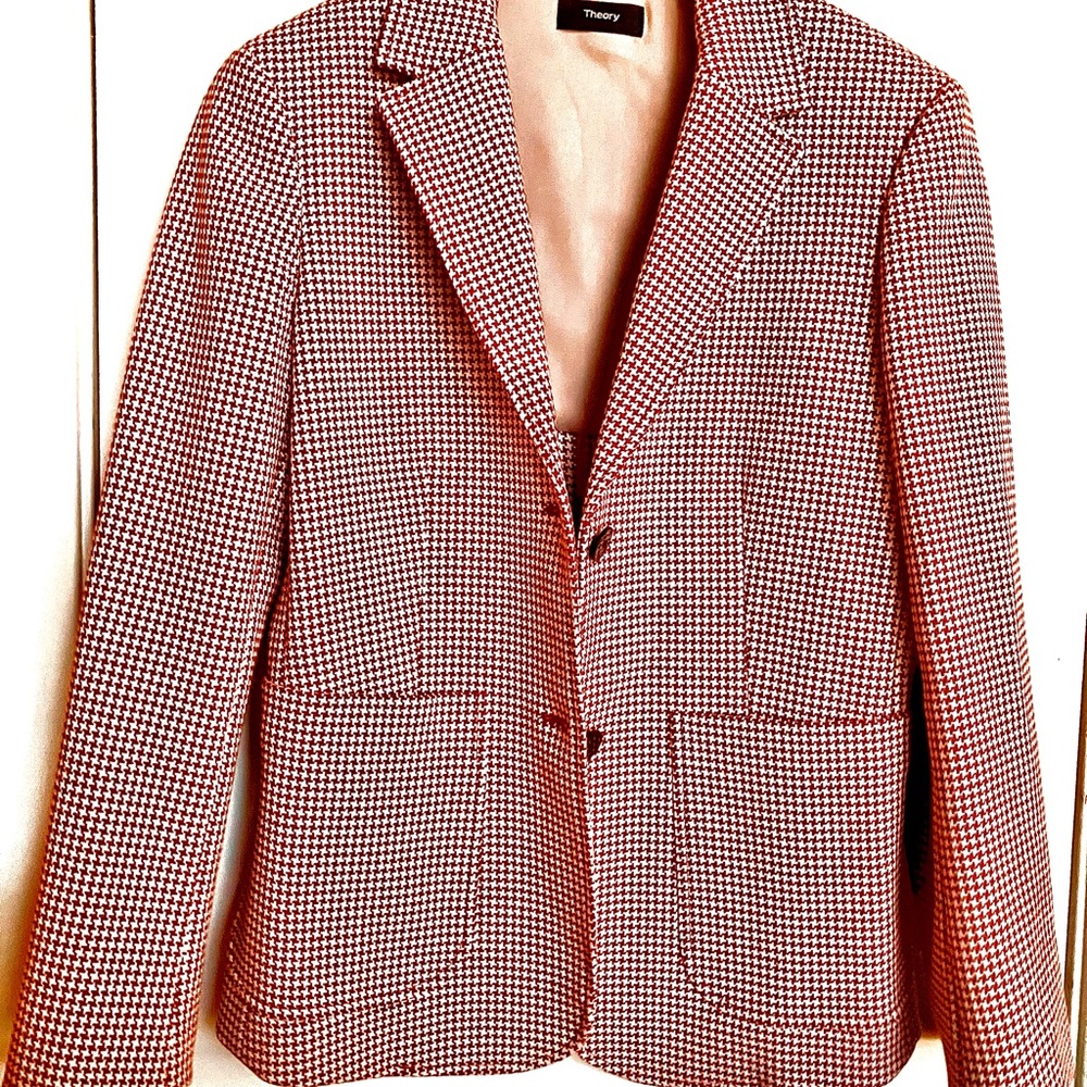 Theory Red and White Houndstooth Blazer - Picture 5 of 16